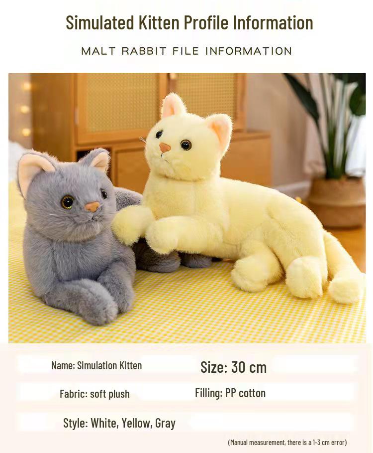 Lifelike Cat Plush Toy - Posing Kitten Doll for Home Decor & Gifts
