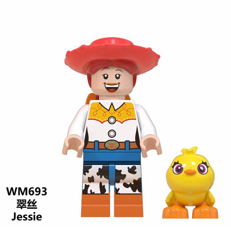 L-E-G-Oing Toy Story 4 Minifigure Lightyear Woody Jessie Alien Ducky Bo Peep Building Blocks Toys For Children Gifts