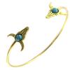[Q1467] - Handmade 'Boho' Turquoise Gold Bracelet (bison Skull) - 62 Mm 14x13 Mm