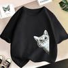 Cute Cat Pet Cartoon Summer Fashion T-Shirt Girls White Round Neck Short Sleeves Shirts Casual Aesthetic Top Fashion Clothes