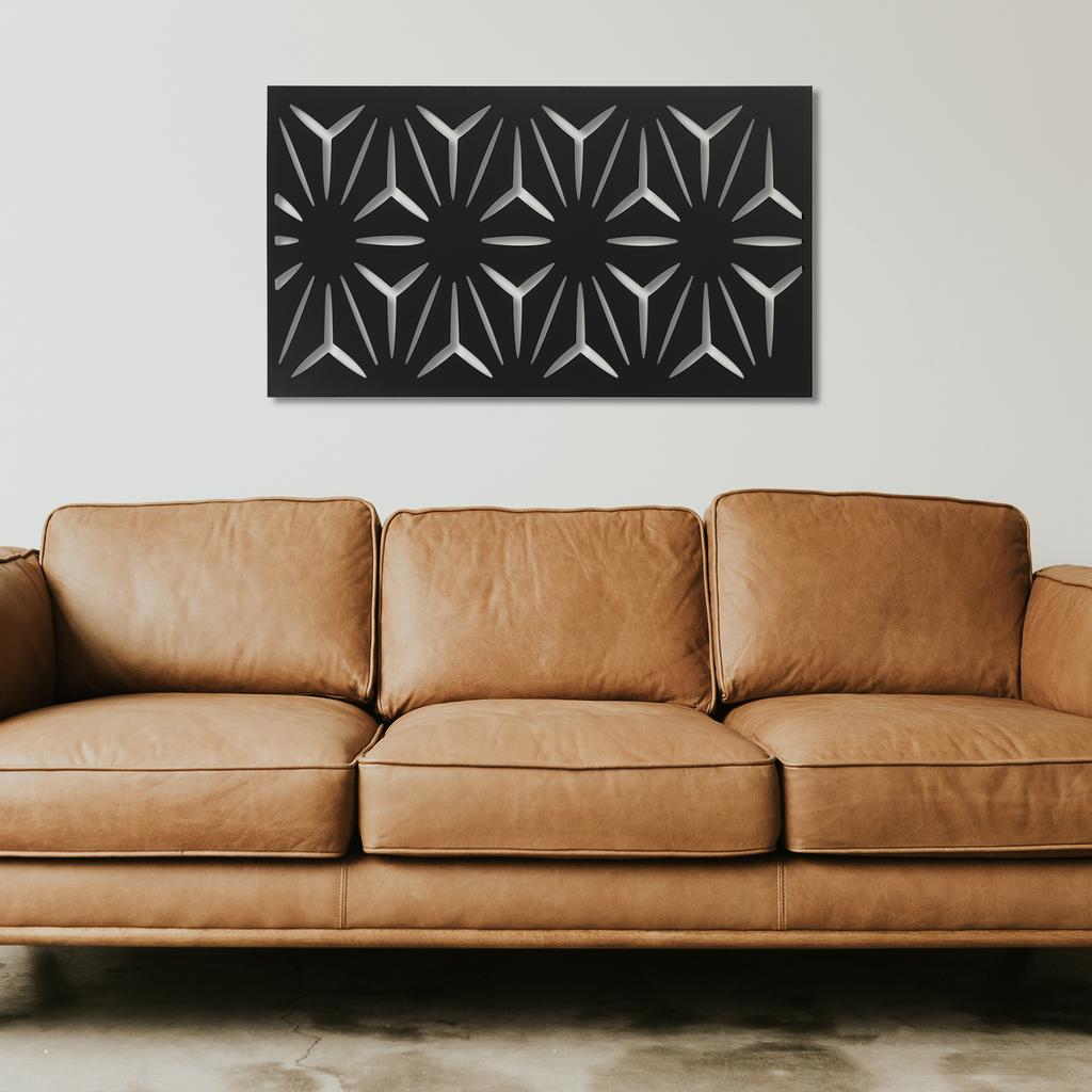 Outdoor Privacy Fence Panel, Laser Cut Metal Screen, Decorative Room Divider for Patio Garden, Black Steel Artwork Partition