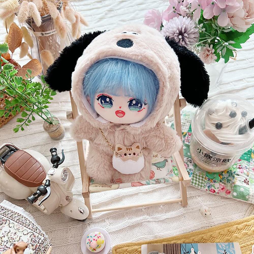 Niannyyhouse 20 см Плюшевая одежда, Комбинезон щенка, Нарядная хлопковая одежда для куклы (бежевый)