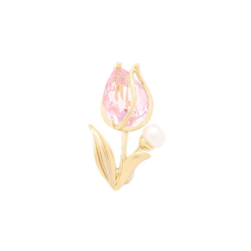 Темперамент тюльпан брошь женский имитация хрустального корсажа ниша дизайн чувственная булавка анти-свет пряжка воротник одежда аксессуары