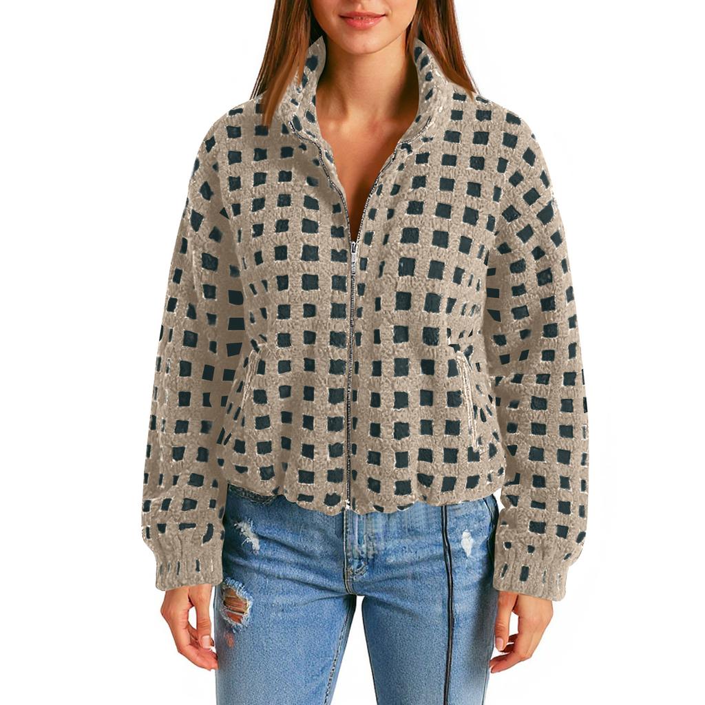 Женский осенне-зимний кардиган из овечьей шерсти с капюшоном на молнии из флиса повседневное пальто