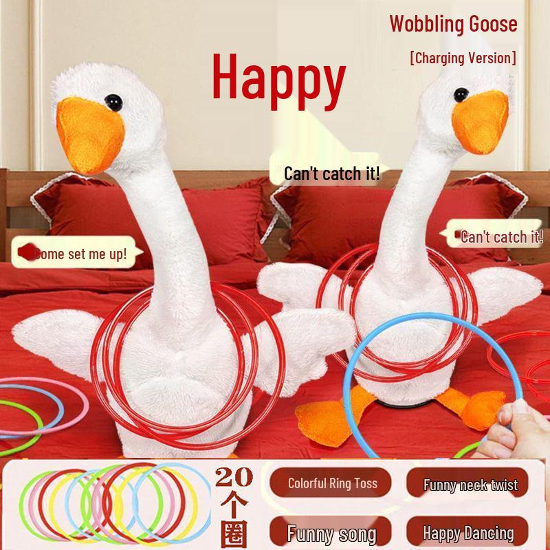 Inflatable Goose Ring Toss Game - Shaking Head Duck Stuffed Toy