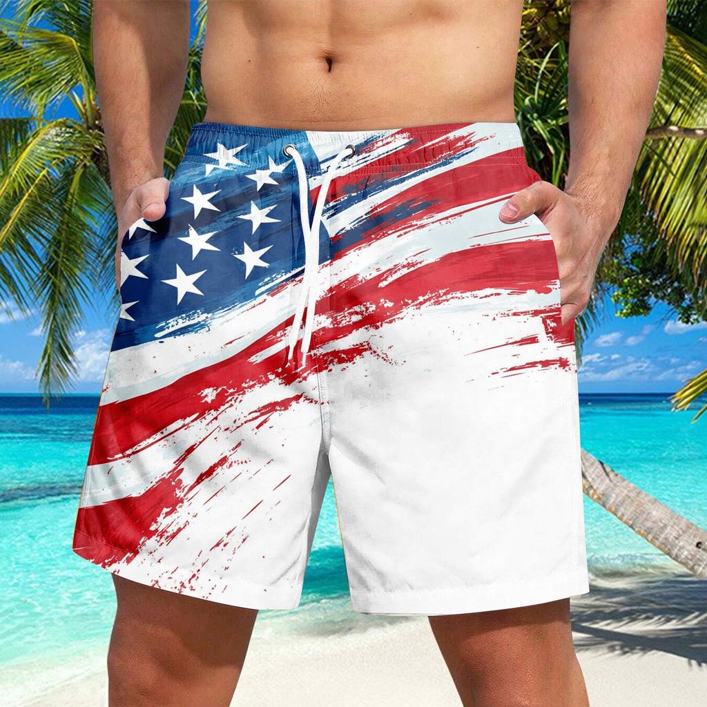 Мужские шорты со шнуровкой и принтом «День независимости» Повседневные брюки