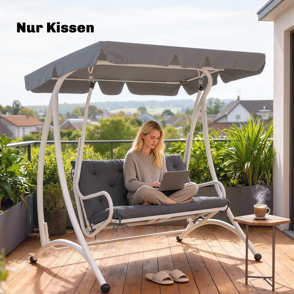 Bench Cushion Water-Repellent Seat Cushion Backrest Cushion 100 x 98 x 8 cm Dark Gray Garden Bench Hollywood Swing