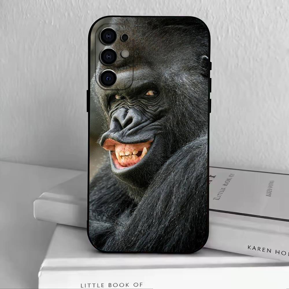 Funny Cute Monkeys Phone Case For Samsung S25,S24,S21,S22,S23,S30,Ultra,S20,Plus,Fe,Soft Silicone Black Cover