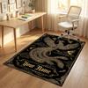 Dragon Phoenix Theme Crystal Velvet Rug Personalized Custom Name Text Soft Floor Mat Home Decor