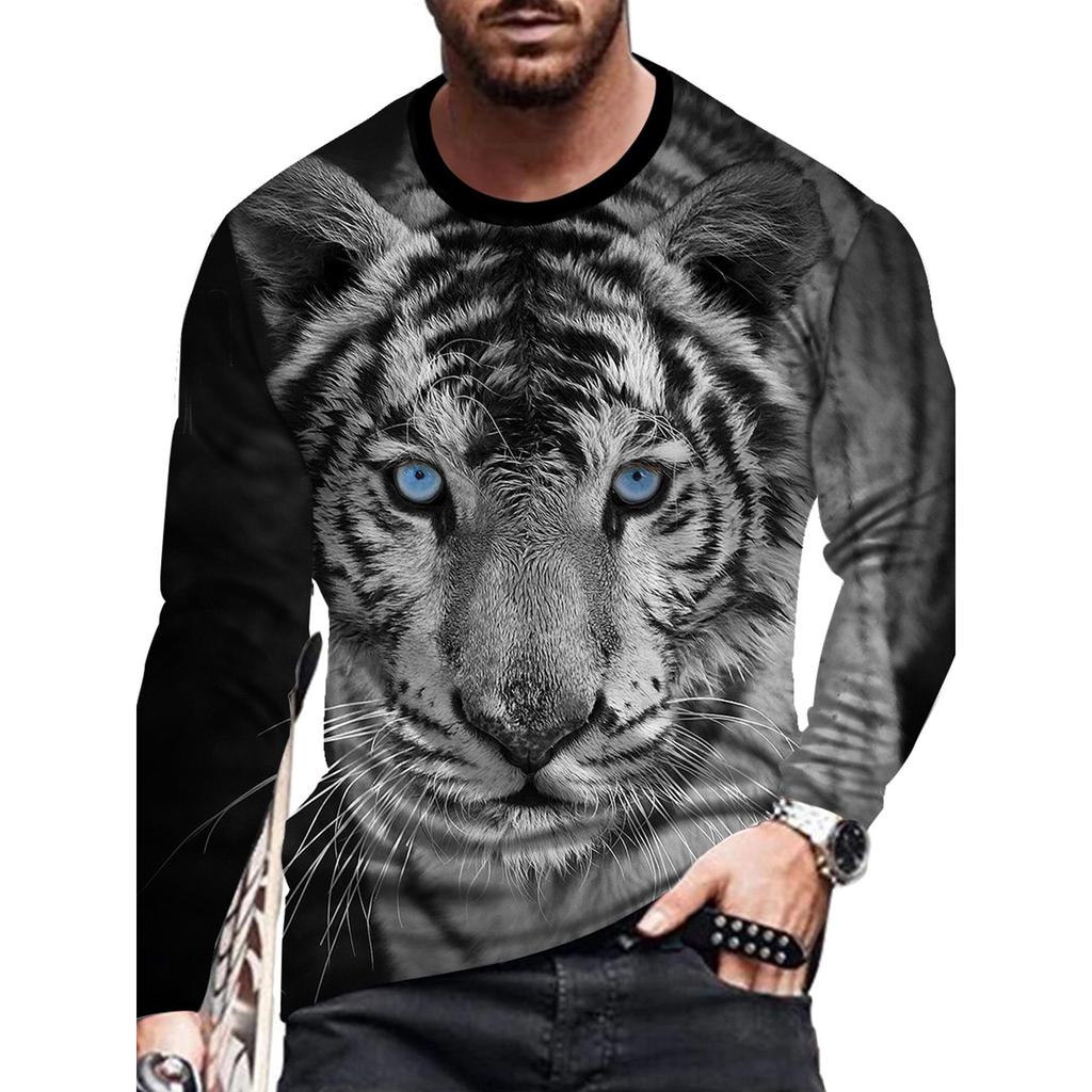 Осенне-весенняя мужская футболка с длинным рукавом и принтом