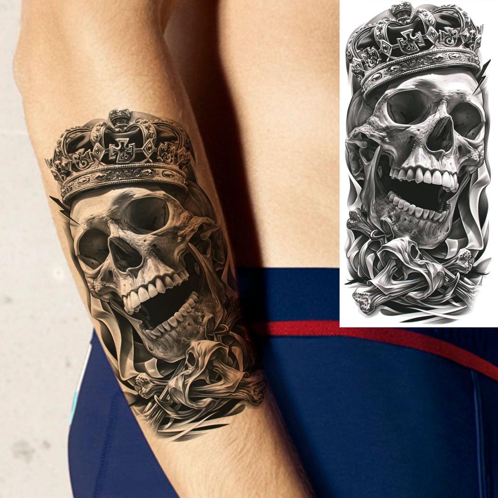 1 Sheet Fierce Tiger Lion Dragon Temporary Tattoos For Men Women Waterproof Wolf Skull Tatoos Long Lasting  Fake Tattoo Stickers
