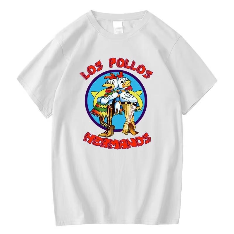 LOS POLLOS Hermanos Смешная футболка с принтом Мужская Модная Повседневная с короткими рукавами Летняя Хлопковая Дышащая Футболка Братья-куры Футболки