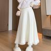 Women Knitted Skirt A-line Mid Long Female Retro Thickened Large Skirt High Waisted Slimming Autumn Winter Skirts