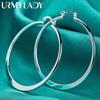 URMYLADY 925 Sterling Silver 55mm Round Flat Earrings For Women Wedding Party Charm Jewelry