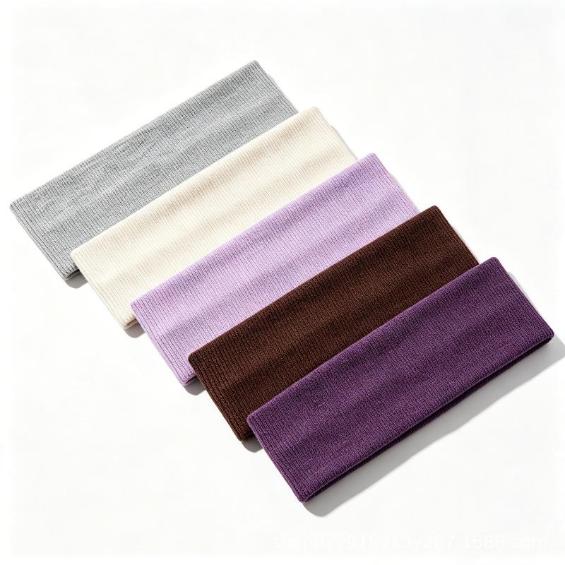 Wide-edged elastic hair band, women's face wash, makeup versatile headband, ribbed sports knitted headgear, headband.