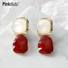 Новые модные красные серьги-капли неправильной формы, романтические винтажные простые белые серьги из смолы с геометрическим рисунком для женщин, ювелирные изделия PD1363