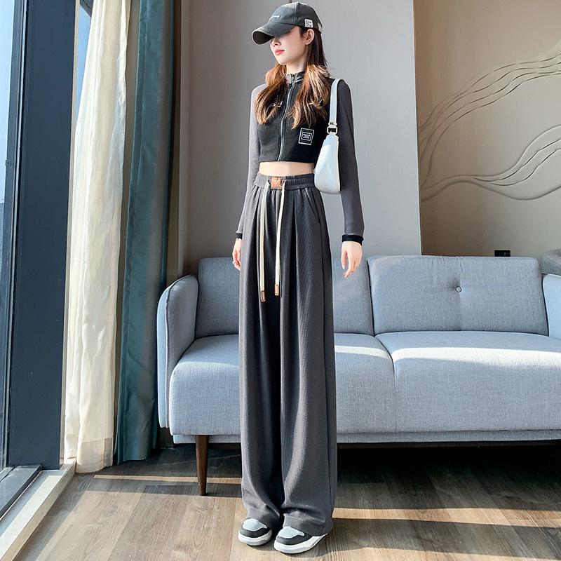 Autumn Women's High-Waisted Flowy Wide-Leg Knit Pants