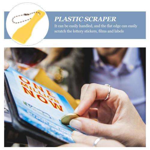 Operitacx 10-Piece Lottery Ticket Scraper, Plastic Lottery Scratcher, Scoop-Shaped Scraper, Lottery Ticket Scratch Tool, Lottery Scratcher Key Ring, L