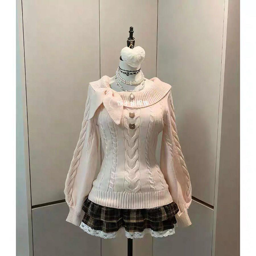 Японский ретро-кардиган из трикотажа с маленькими кроличьими ушками для студенток