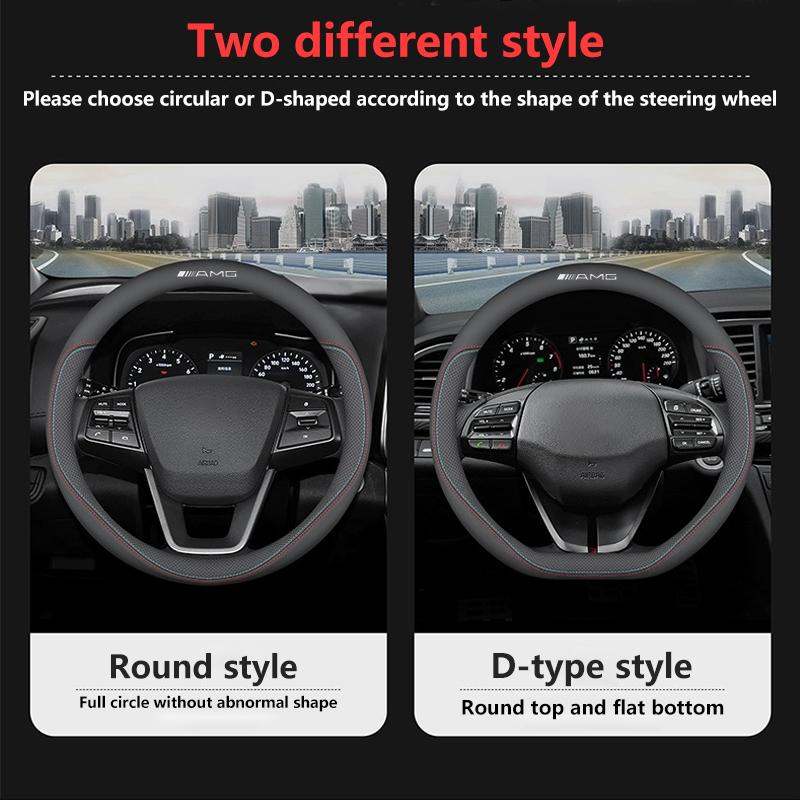 AABCR1 Car Leather Steering Wheel Cover Anti-slip Accessories For Mercedes Benz AMG GLC W203 W206 W220 W205 W211 W212 W201 W210 GLK GLE