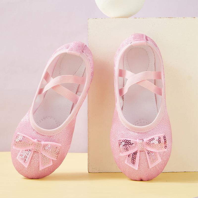 Cut Ballet Shoes for Girls Children Professional Dance Soft Shoes Bow Shining Ballet Dance Shoes