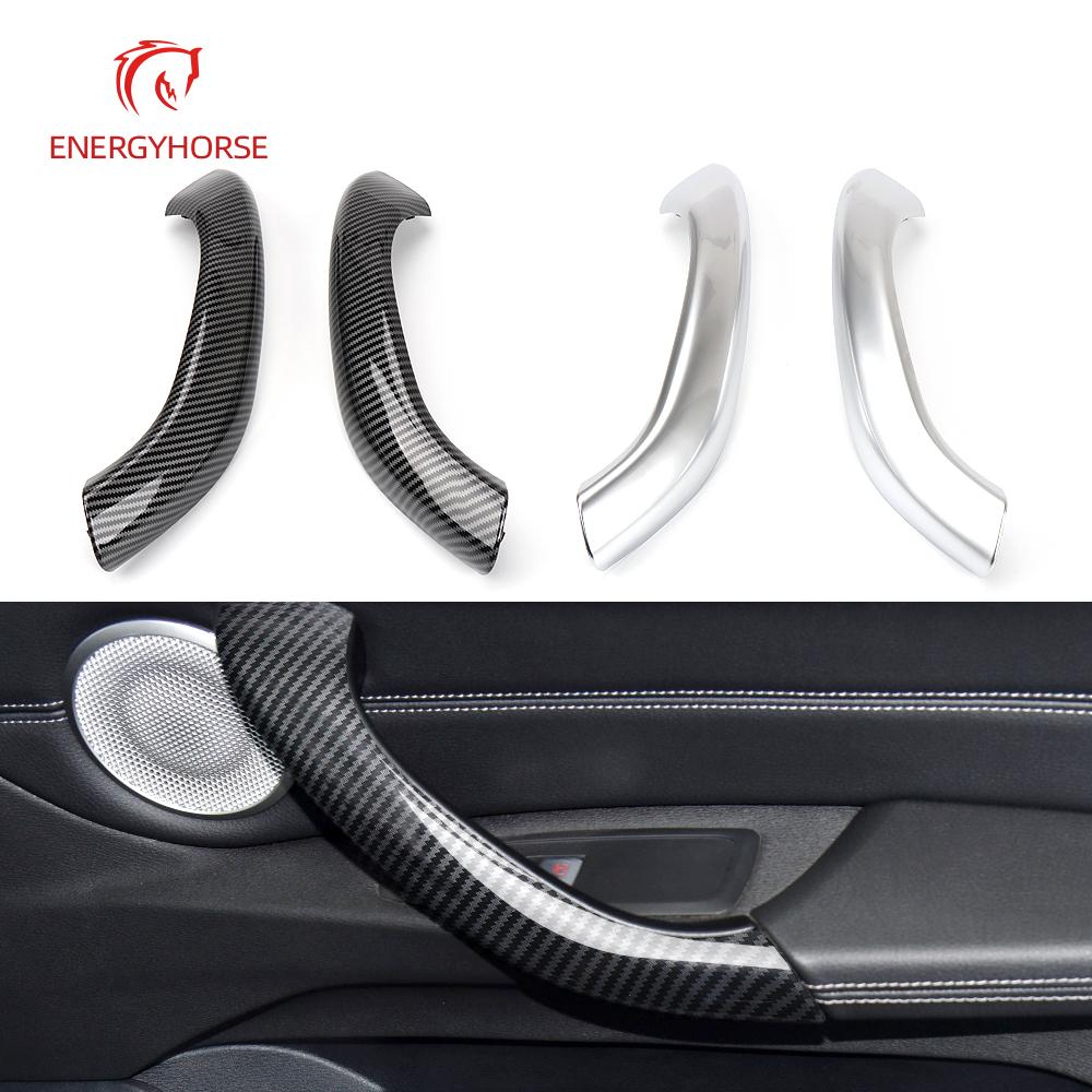Хромированная внутренняя дверная ручка из углеродного волокна, замена накладки для BMW X1 X2 F48 F49 F39