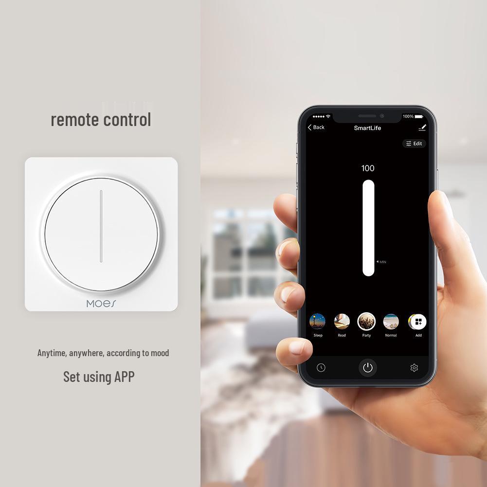 Zigbee Tuya Stepless Dimming Smart Home Rotary Switch with APP & Voice Control