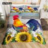 Duvet Cover Pastoral Scenery Animal Chicken Twin Country Sunflower Rooster Comforter Cover Microfiber Rustic Barn Bedding Set