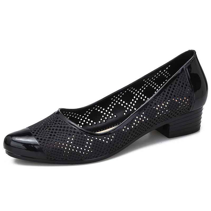 Женские летние босоножки Baotou на среднем каблуке, однотонные, с толстым каблуком, нескользящие, с мелким носком, дышащие, для отдыха, с отверстиями