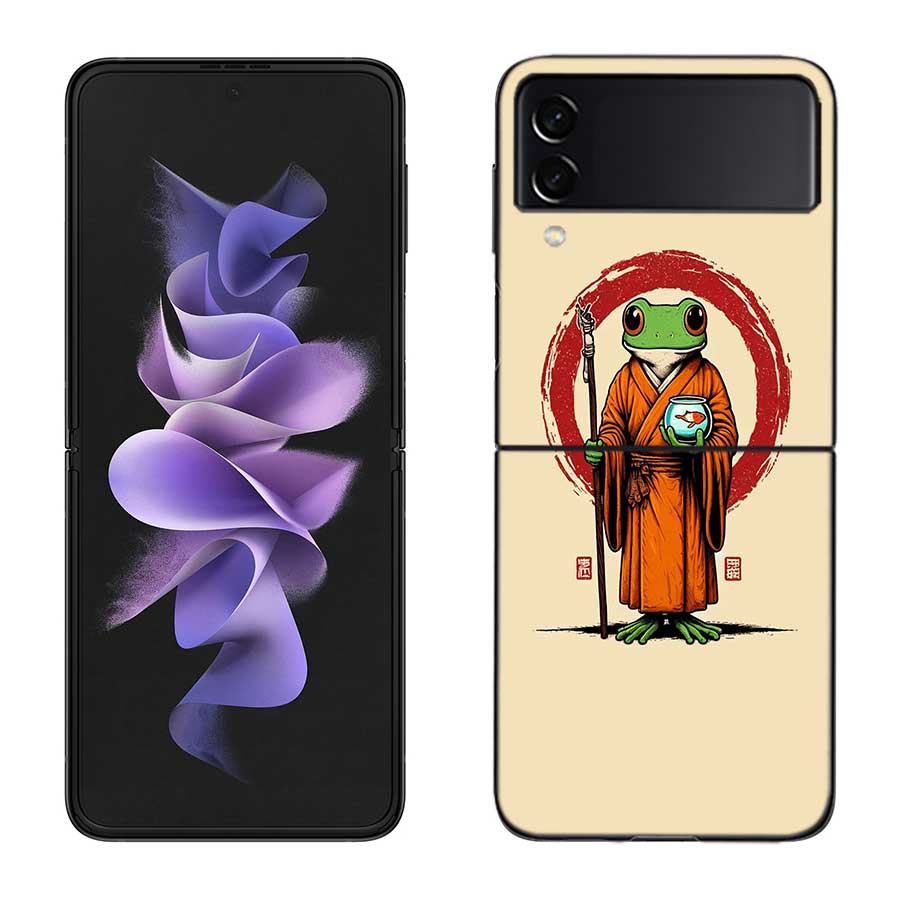 Милый Мышь Аксолотль Лягушка Волшебник Чехол для Телефона Для Samsung Z Flip 7 6 5G Galaxy Z Flip 5 4 3 Черный Жесткий Чехол Роскошный ПК Корпус C