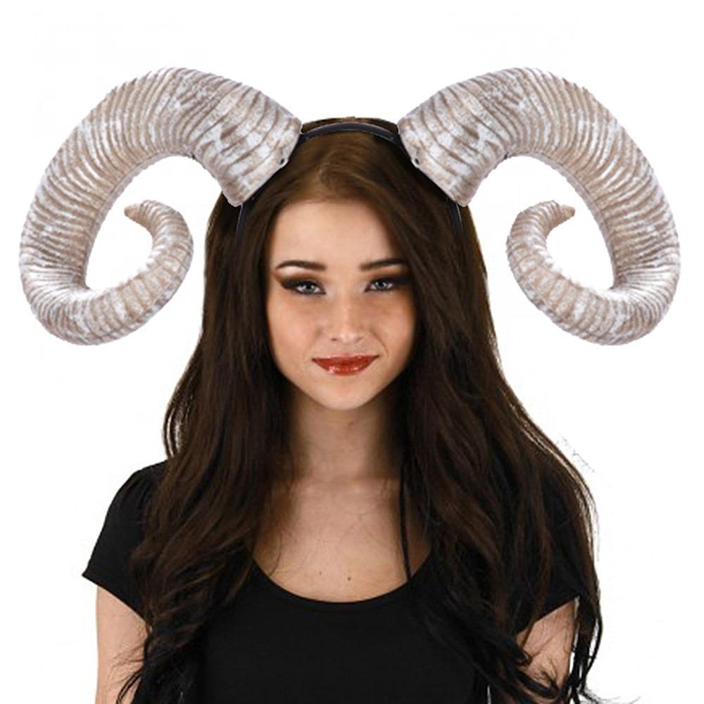 Long Halloween Ox Horn Headband Goth Gothic Cosplay Headpiece Funny Party Photo Props