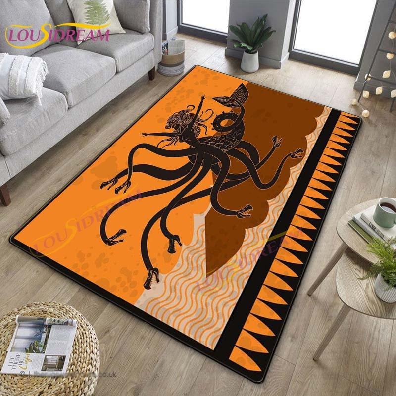 3D Египетский ковер «Древний всадник», греческий ковер, ковер Древнего Египта для гостиной, спальни, кухни, греческий домашний декор, нескользящий напольный коврик