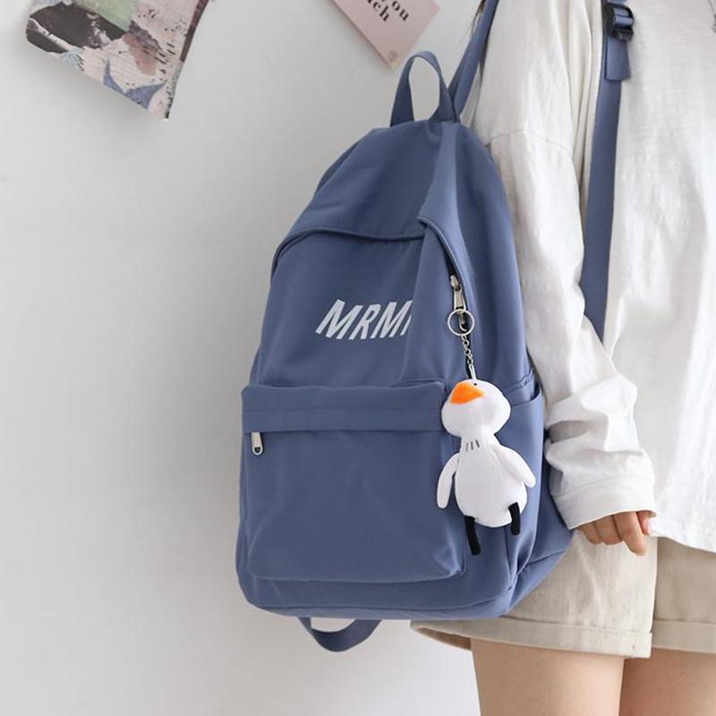 Student Cute Backpack Small White Duck Pendant Backpack Travel Bag