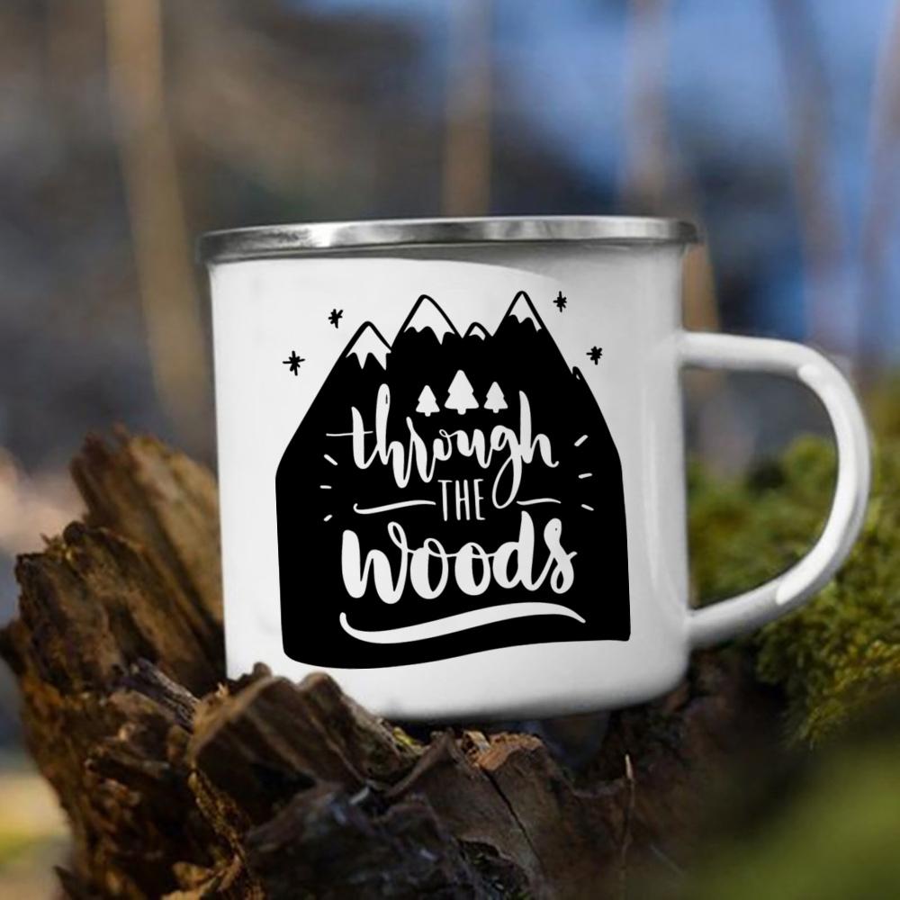Let's Go Travel The World Camping Enamel Cup Handle Cups Coffee Tea Milk Mugs Party Best Gifts Camping Campfire Coffee Mugs