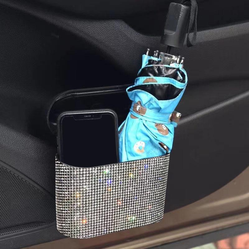 Car Door Trash Bin Bliing Girls Unbrella Storage Box Barrel Plastic Seat Back Garbage Dust Case Trash Can For Women Interior