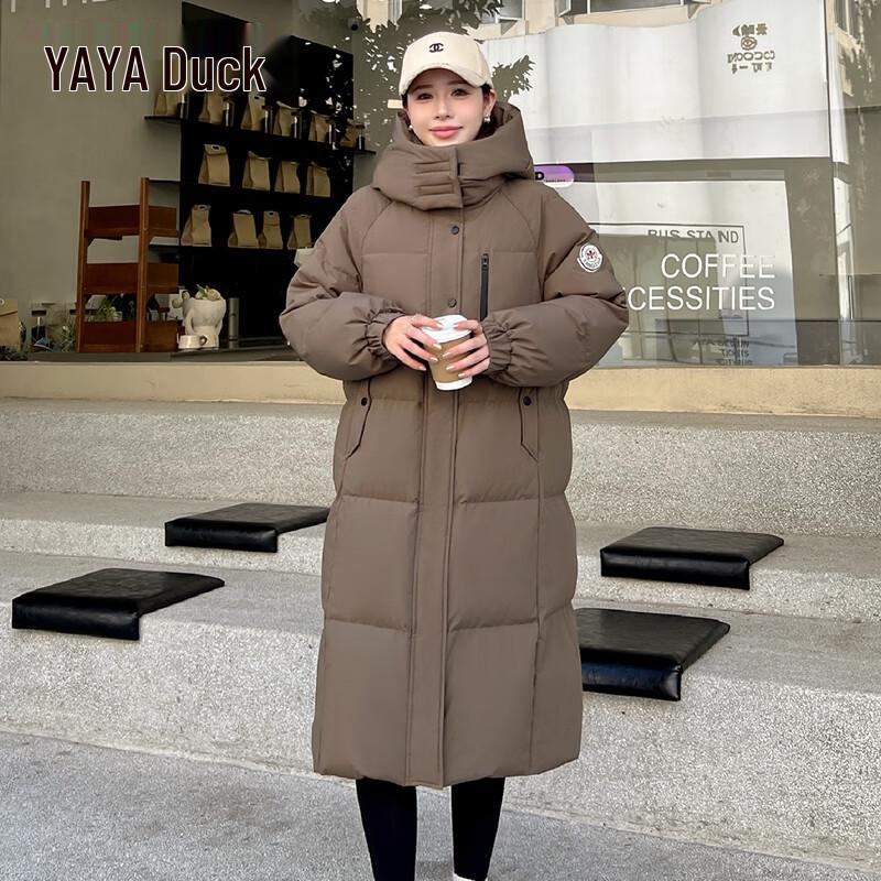 YAYA Women's 2025 Winter Mid-Length Hooded Down Jacket