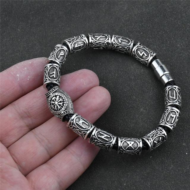 Браслет со скандинавскими рунами Викинго, 13 шт., руны, бусины, Vegvisir, компас, амулет, браслет викингов, славянские аксессуары