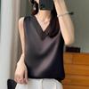 Women's Silk V-Neck Camisole - Summer Mesh & Satin Innerwear Shirt