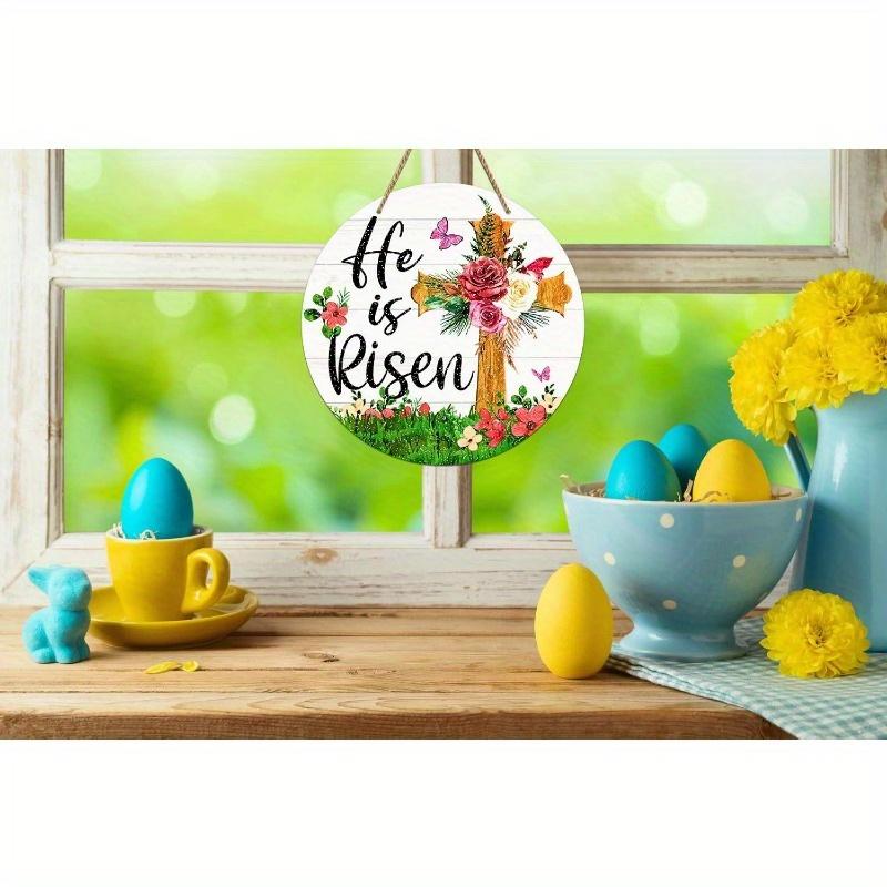 Он Воскрес Дверной знак Пасхальные украшения для дома Пасхальный декор Он Воскрес Подвесные украшения Христианский Иисус Деревянный дверной подвес для стены Дома Улицы