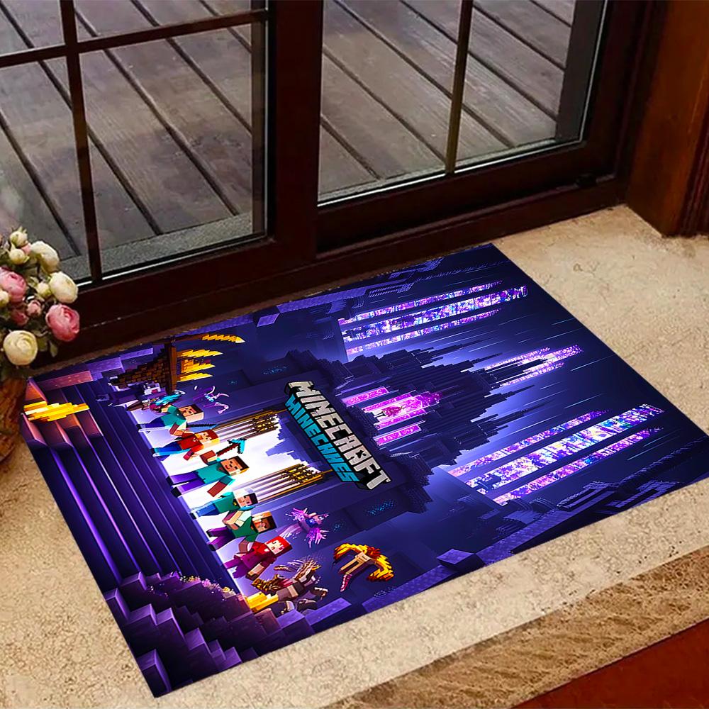 Minecraft: A Magical Journey Themed Anti-Slip Rugs - Polyester Home Decor, Suitable for Bedrooms, Living Rooms, Doorways, Studios, and Decorations