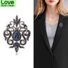 Retro Fashion Alloy Hollow Baroque Geometric Glass Rhinestone Brooch Exquisite Temperament Jewelry Collar Pin
