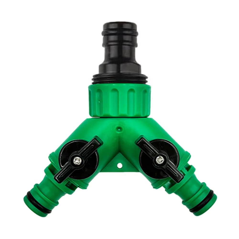 2 Way Y Shape Hose Splitter, Garden Water Pipe Connector with Switch Valve for Outdoor Watering Car Washing