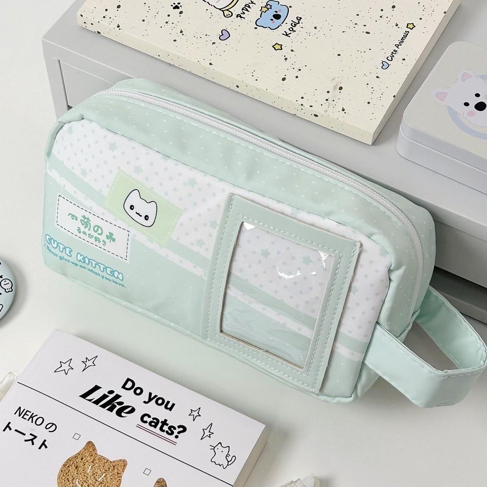 Blue Pen Bag Polka Dot Print Stationery Bag Kawaii Stationery Pouch  Students