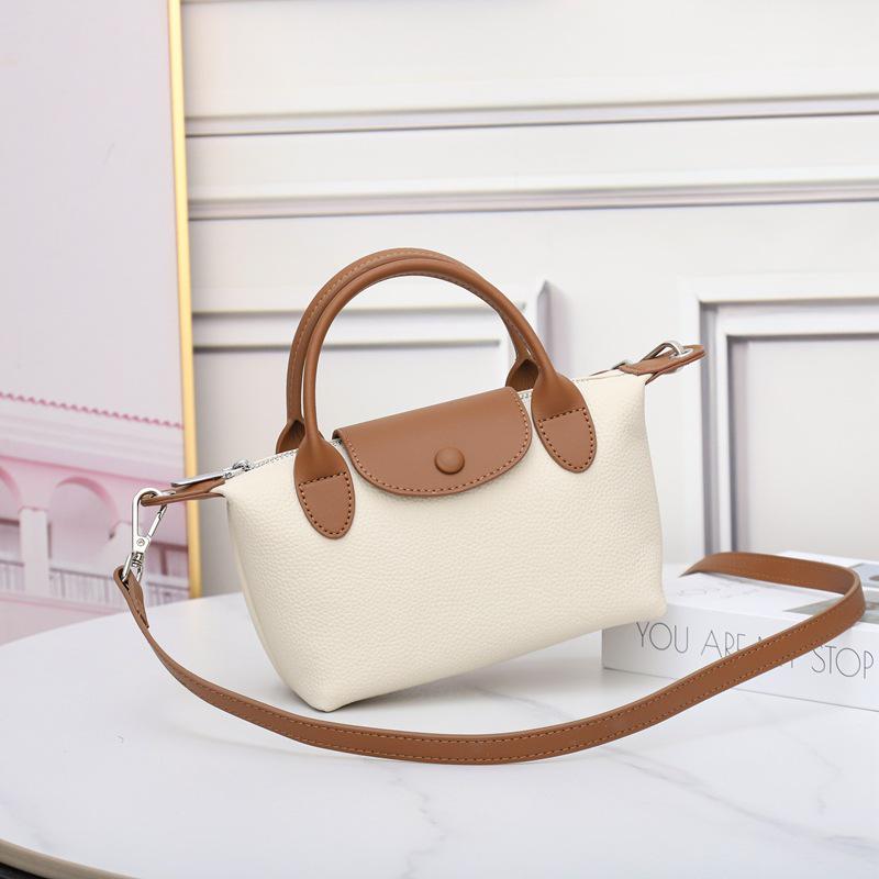 Women's Fashion Shoulder Bag: Genuine Leather Cowhide Dumpling Handbag with Contrast Colors