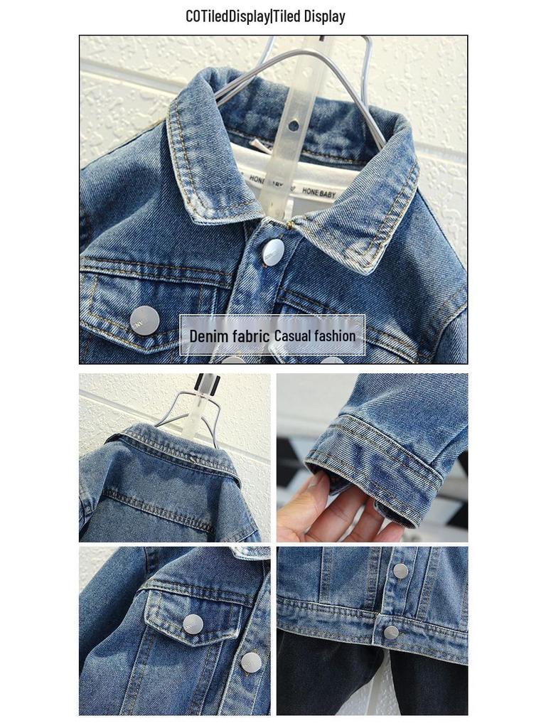 Джинсовая куртка K-pop Witch Girls Весна/Осень 2026 - Модный дизайн с лацканами для детей среднего и старшего возраста