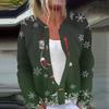 Women's Fashion Long Sleeve Christmas Snowman Snowflake Print Jacket Cardigan
