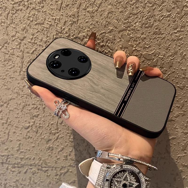 Чехол для мобильного телефона Huawei Mate60pro, кожа с текстурой дерева, подходит для P60, контрастный цвет, 50/40pro, матовая противоударная крышка