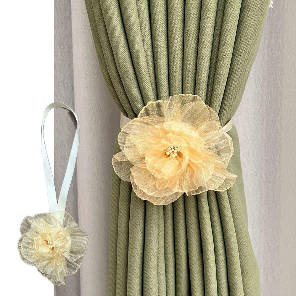 Flower Shape Curtain Buckles No Punching Curtain Strap Modern Curtain Hanging Rope Home Decoration
