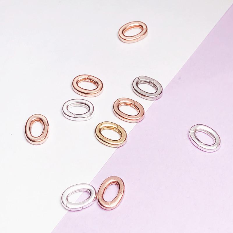 Oval Spring Buckle Necklace & Bracelet: Geometric Sterling Silver, Plain Silver & Gold Buckle Jewelry with Free Shipping, Small Lock Buckle.