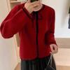 Autumn and Winter New Bow-tie Knitted Cardigan Women's Soft Waxy Loose Age-reducing Single-breasted Sweater Jacket